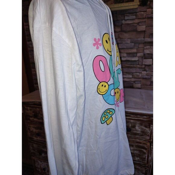 5/$25 Sz L Ocean City MD Lightweight Top W/Hoodie Mushrooms Funky Beach Coverup - Picture 6 of 7